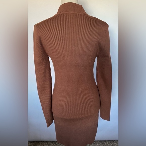 NEW w/Tags Line & Dot Reiss Ribbed Knit mini dress long sleeves, mock neck Large - Picture 5 of 10